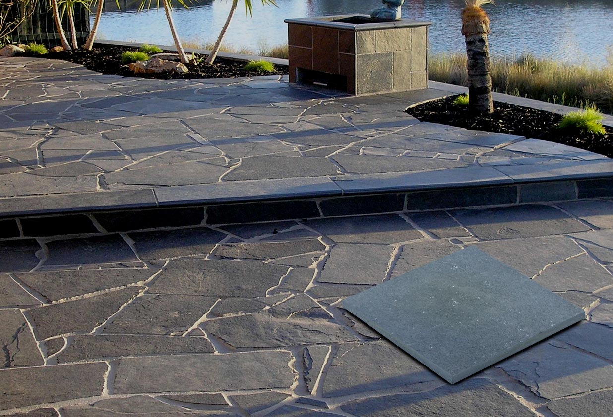 Black limestone paving