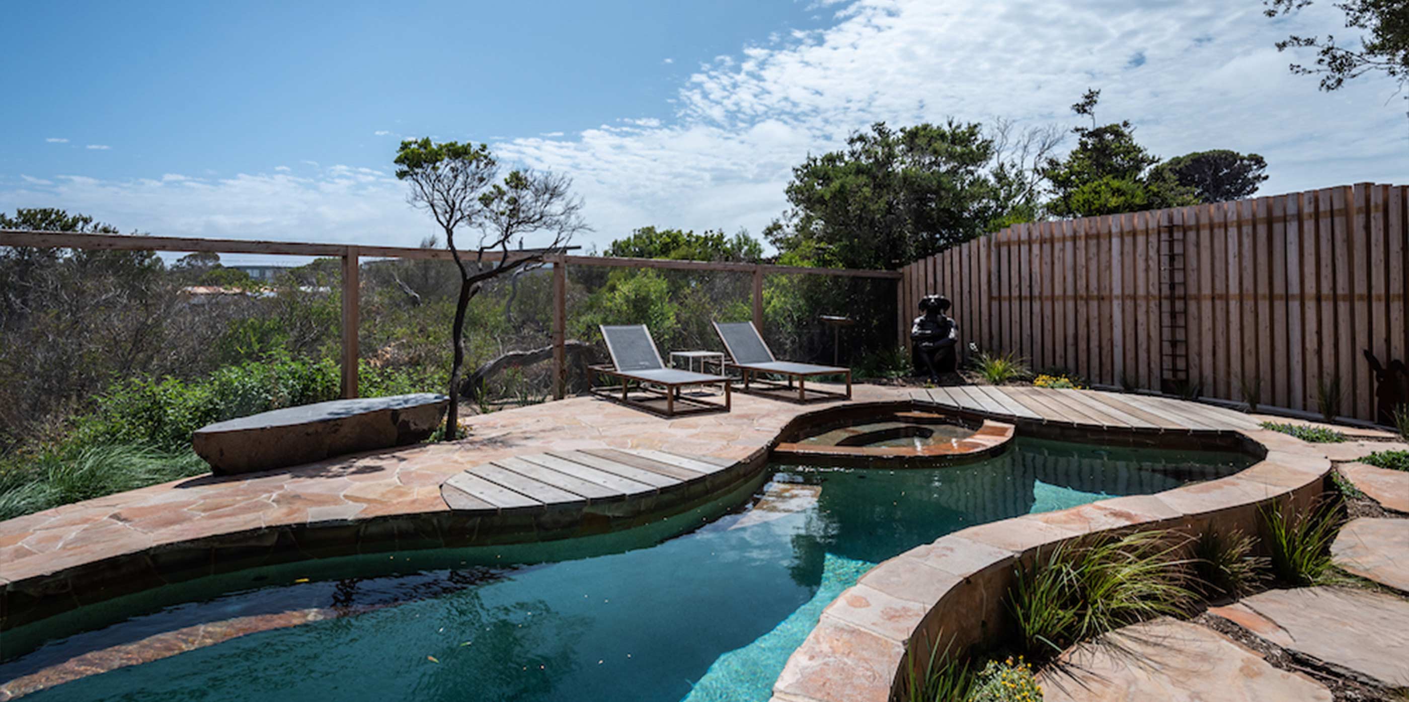 castlemaine stone paver around swimming pool